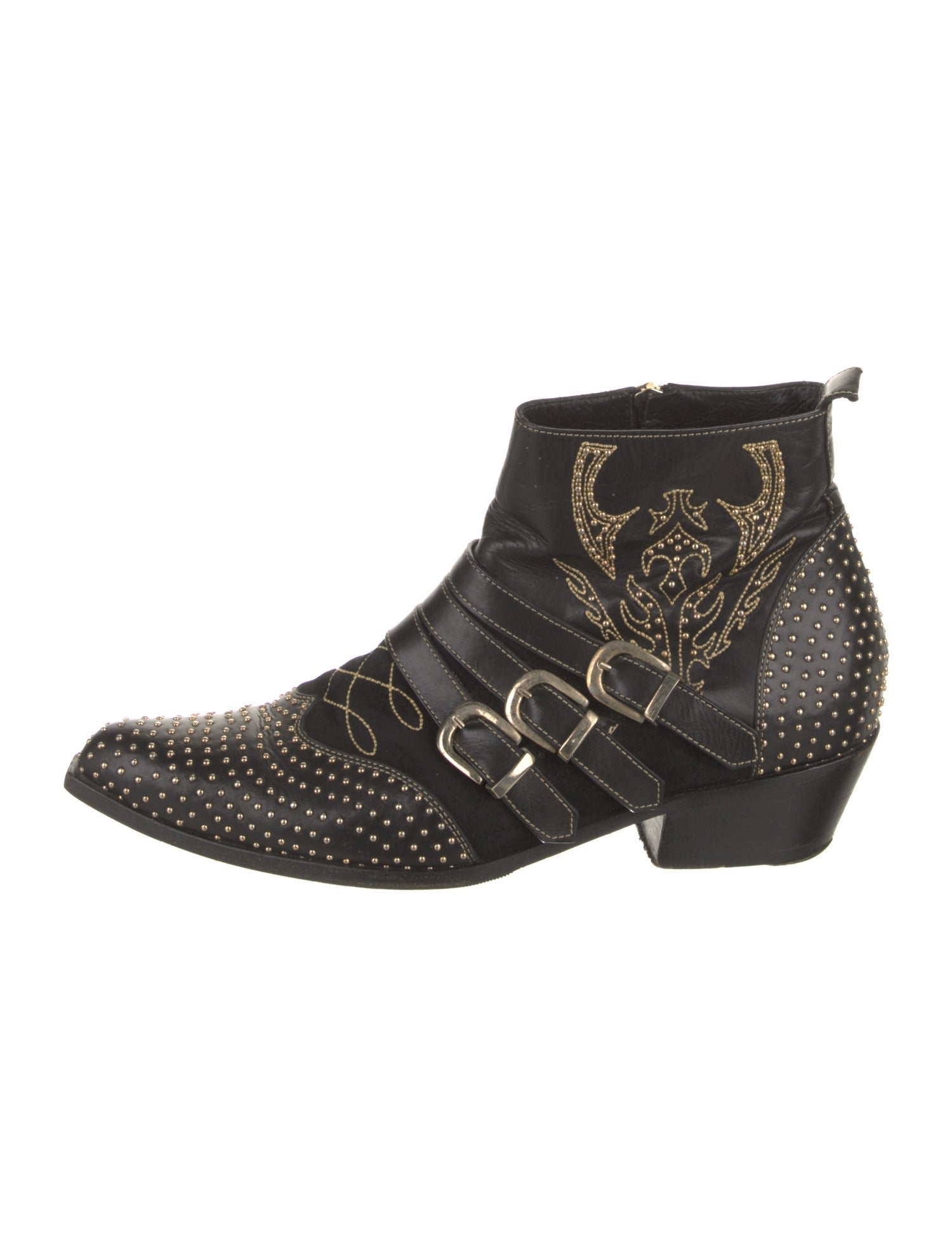 Anine Bing Leather Studded Accents Western Boots