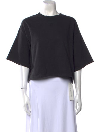 Anine Bing Crew Neck Three-Quarter Sleeve Crop Top