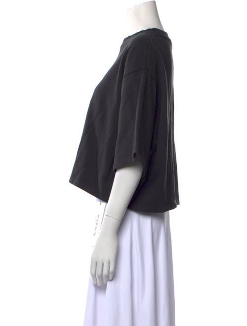 Anine Bing Crew Neck Three-Quarter Sleeve Crop Top