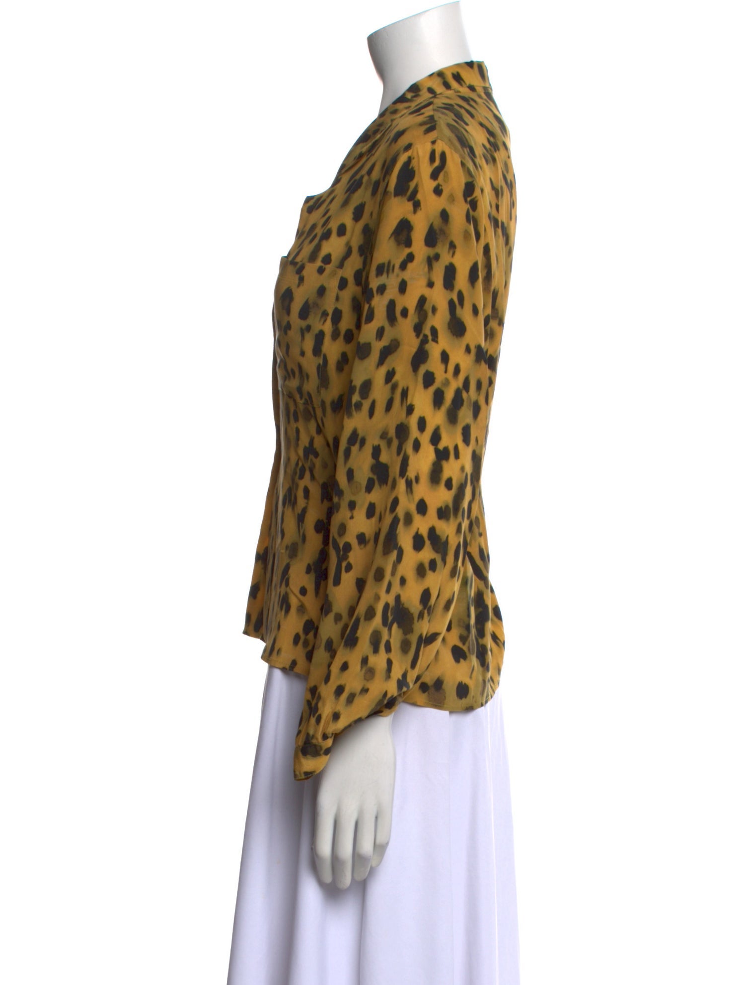 Anine Bing Silk Animal Print Blouse