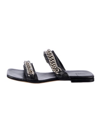 Anine Bing Leather Chain-Link Accents Slides