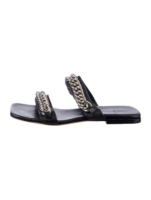 Anine Bing Leather Chain-Link Accents Slides