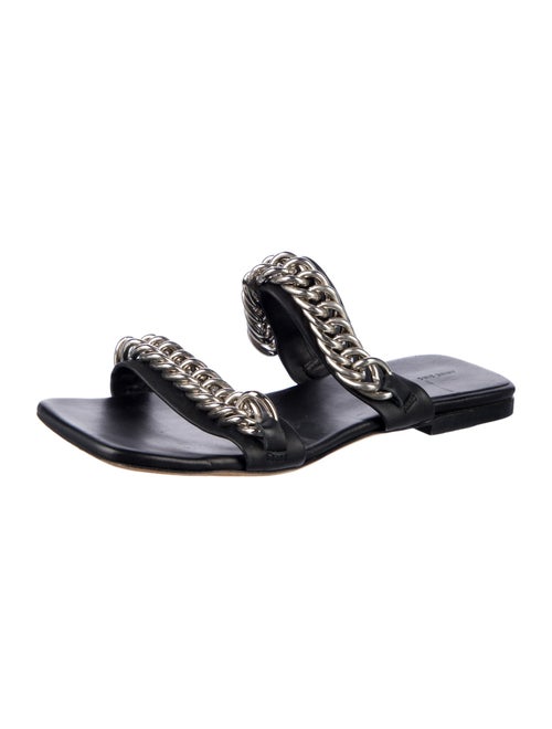 Anine Bing Leather Chain-Link Accents Slides