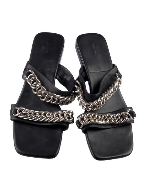 Anine Bing Leather Chain-Link Accents Slides