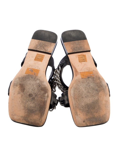 Anine Bing Leather Chain-Link Accents Slides