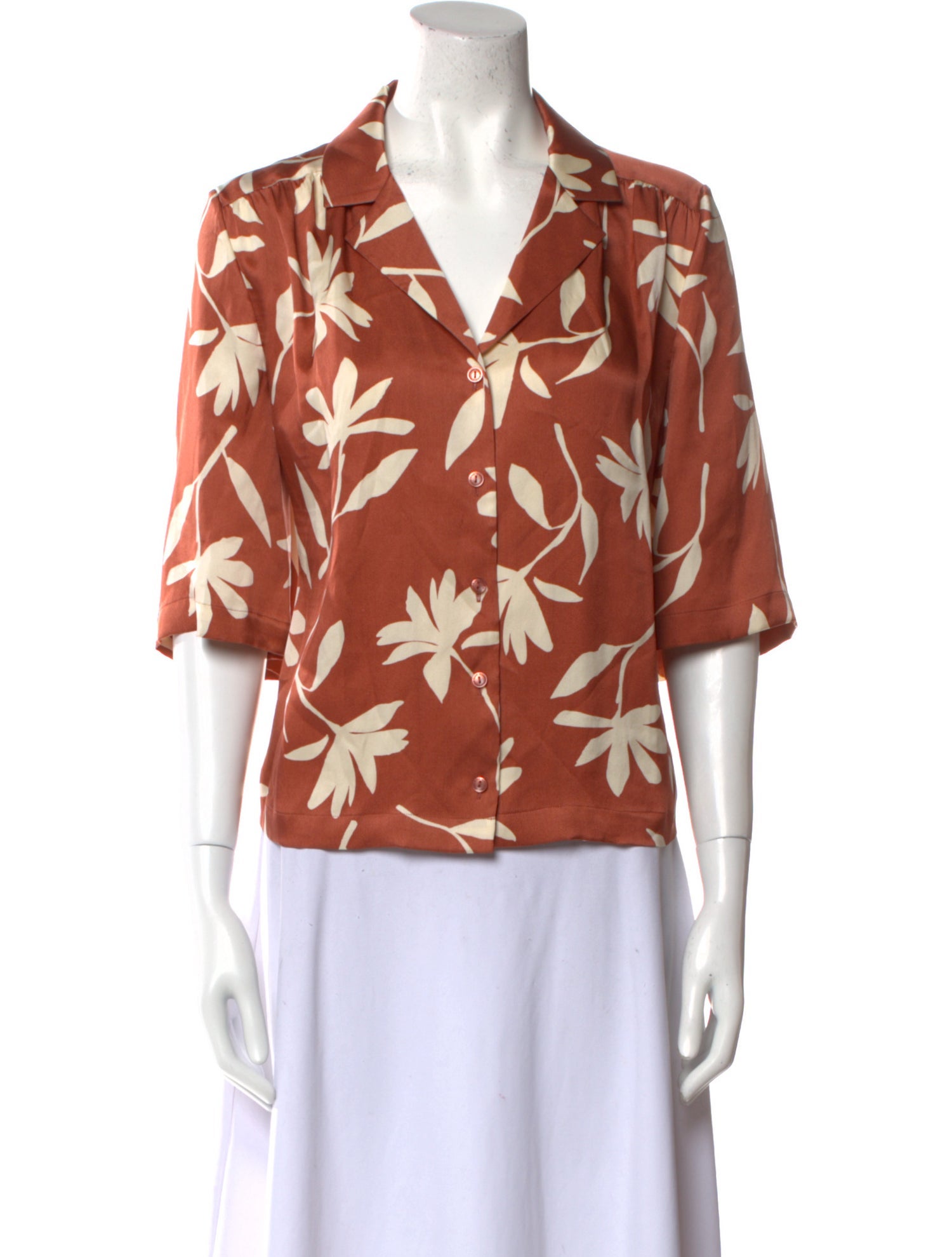 Anine Bing Silk Floral Print Blouse