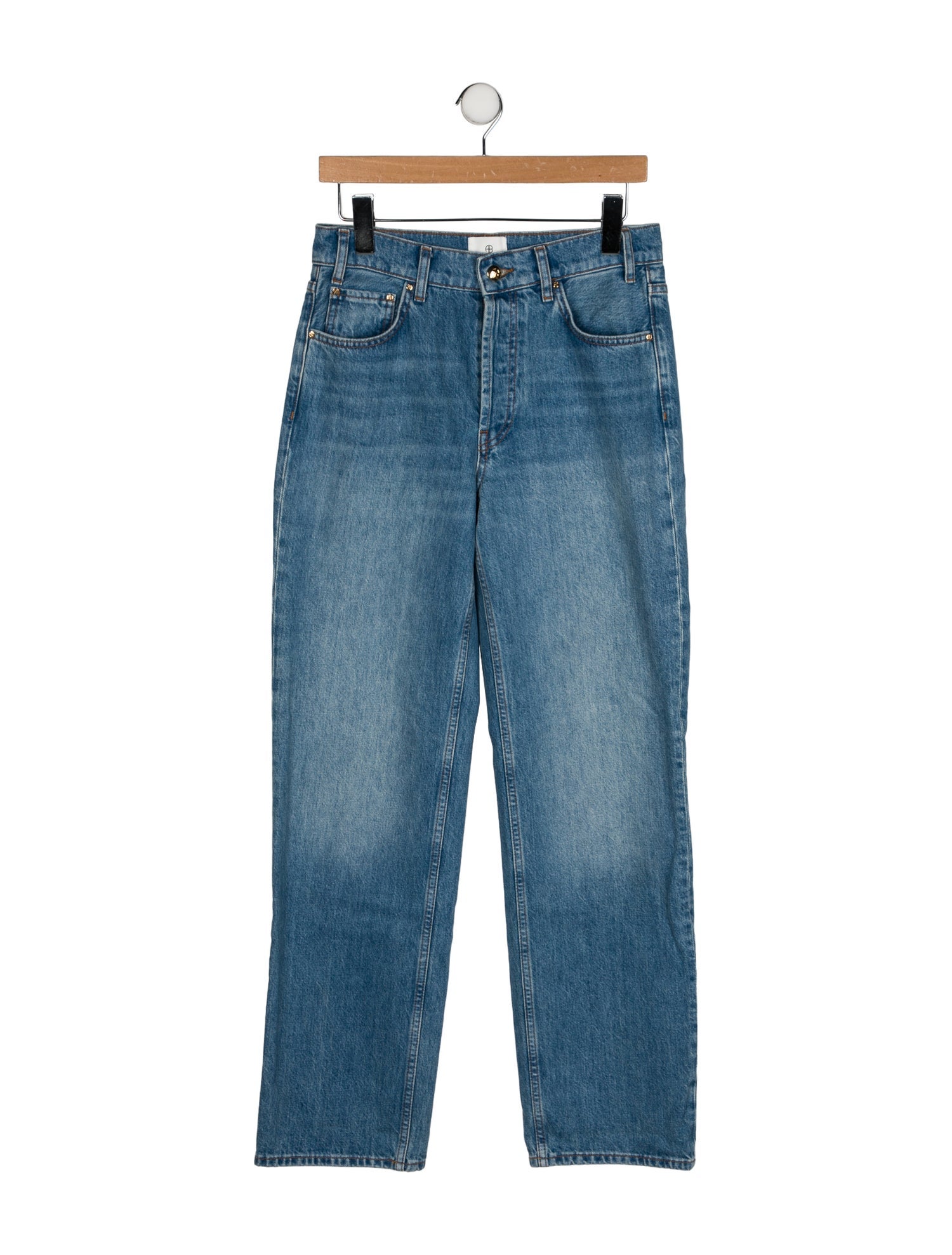 Anine Bing Mid-Rise Straight Leg Jeans