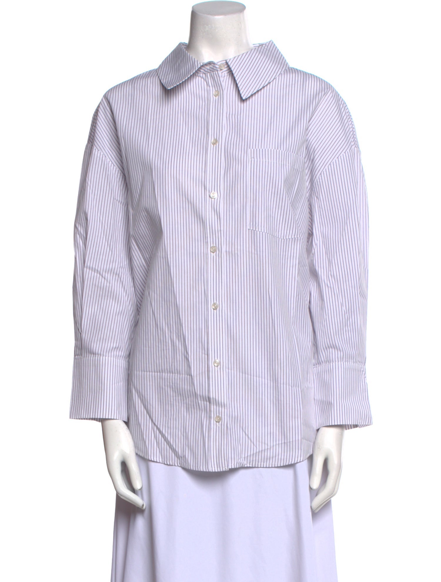 Anine Bing Striped Three-Quarter Sleeve Button-Up Top w/ Tags
