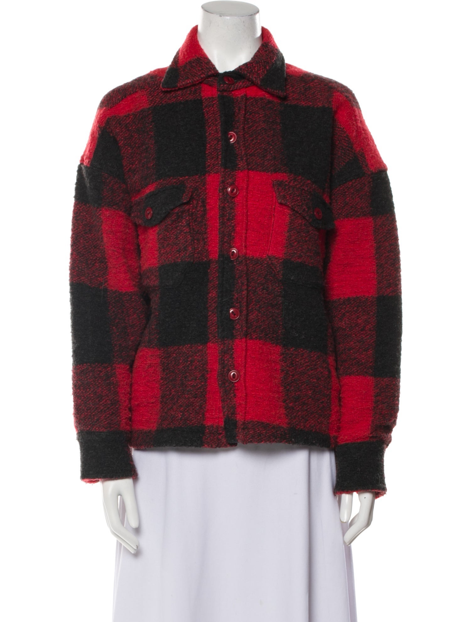 Anine Bing Wool Plaid Print Jacket