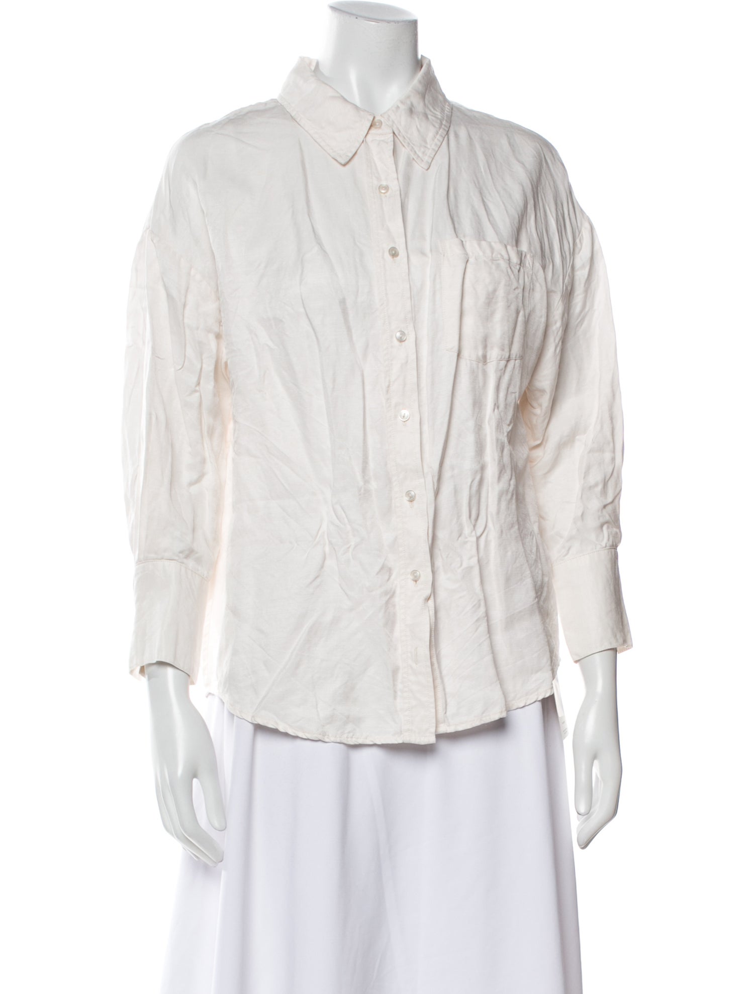 Anine Bing Three-Quarter Sleeve Button-Up Top