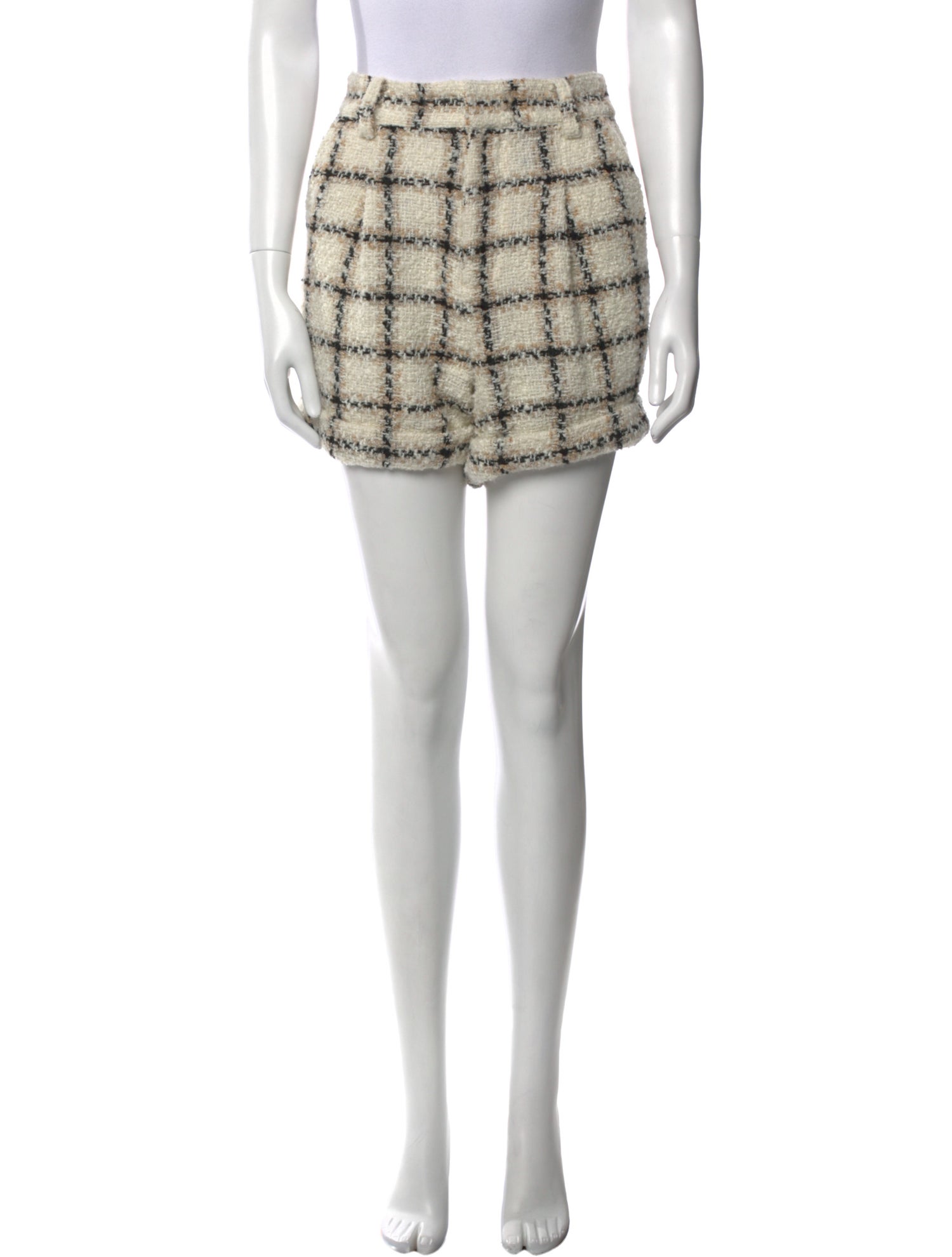 Anine Bing Plaid Print Mini Shorts