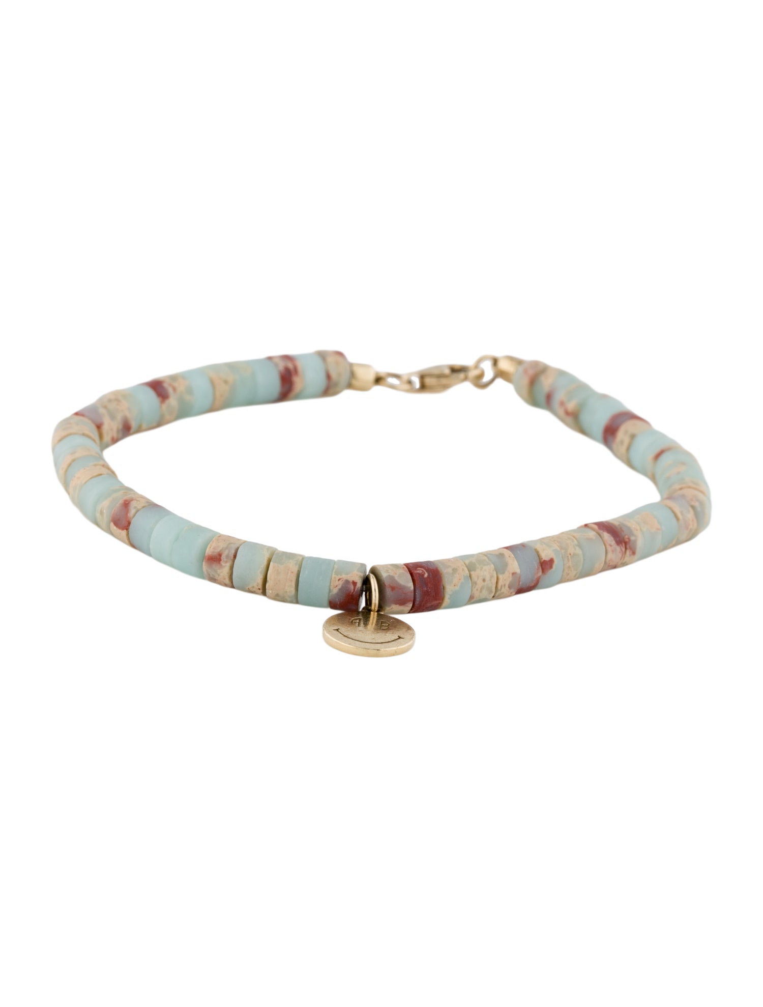 Anine Bing 14K Turquoise Bead Smile Charm Bracelet