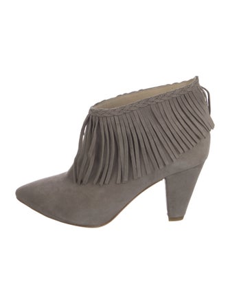 Anine Bing Suede Fringe Trim Accent Boots
