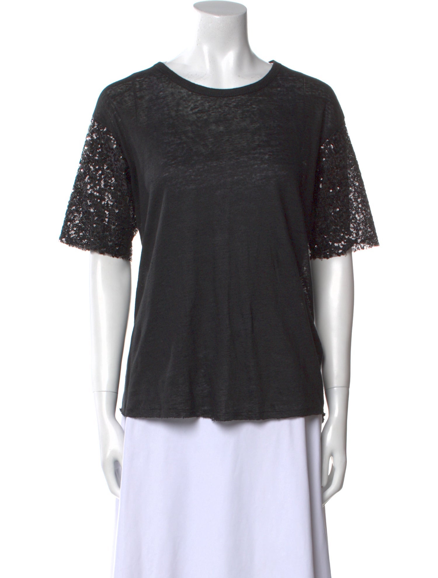 Anine Bing Linen Scoop Neck T-Shirt