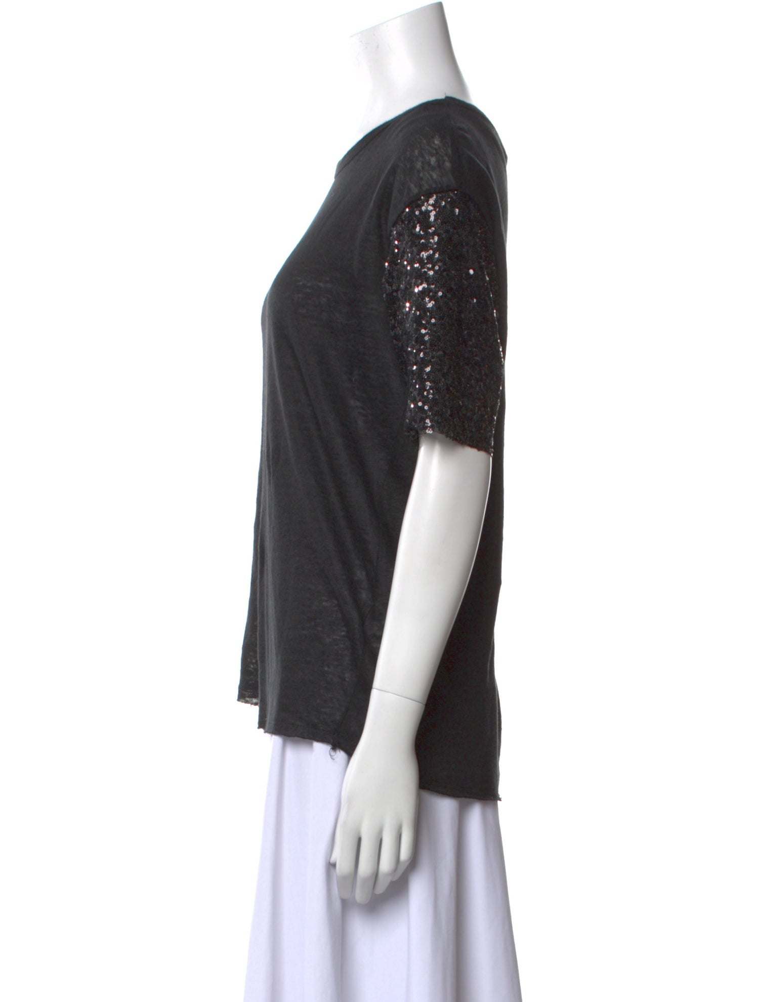 Anine Bing Linen Scoop Neck T-Shirt