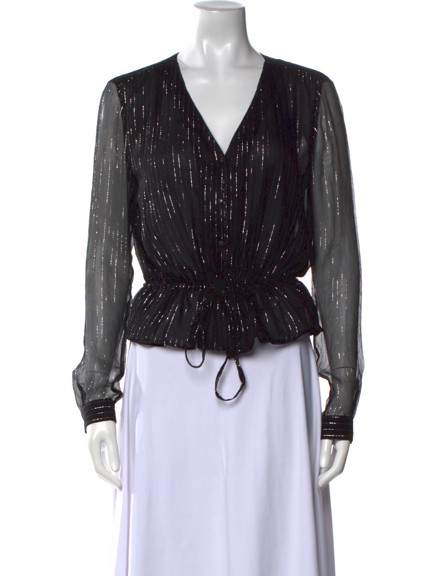 Anine Bing Silk V-Neck Crop Top