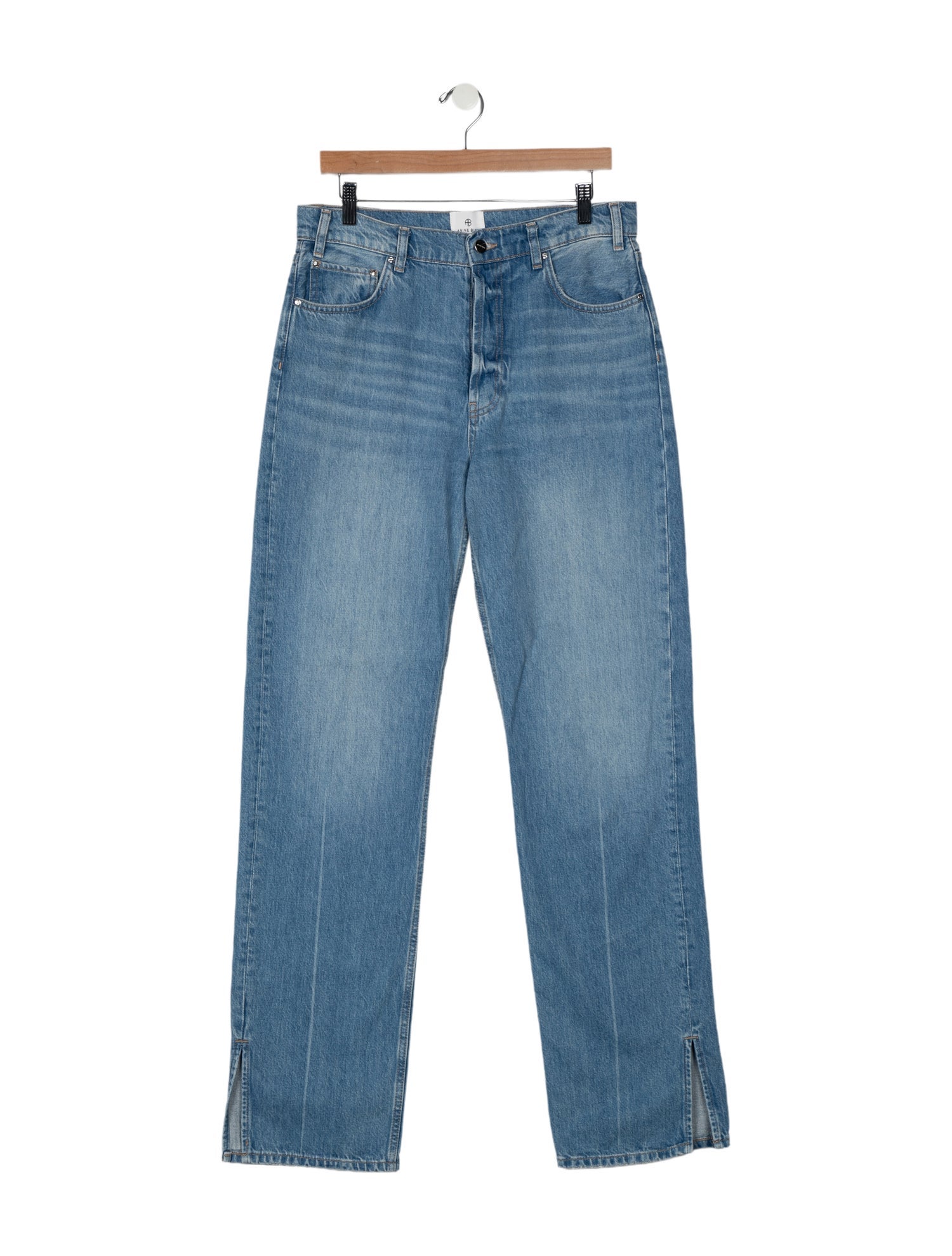 Anine Bing Mid-Rise Straight Leg Jeans