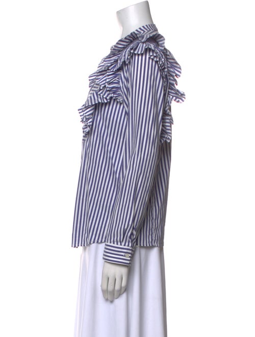 Anine Bing Striped Mock Neck Button-Up Top