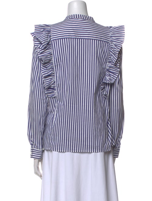 Anine Bing Striped Mock Neck Button-Up Top