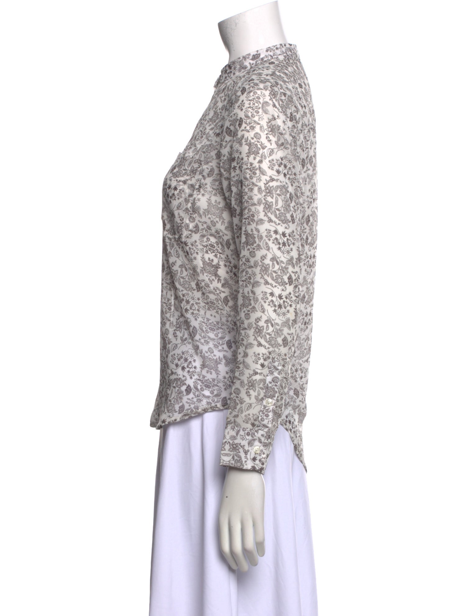 Anine Bing Printed Mock Neck Button-Up Top