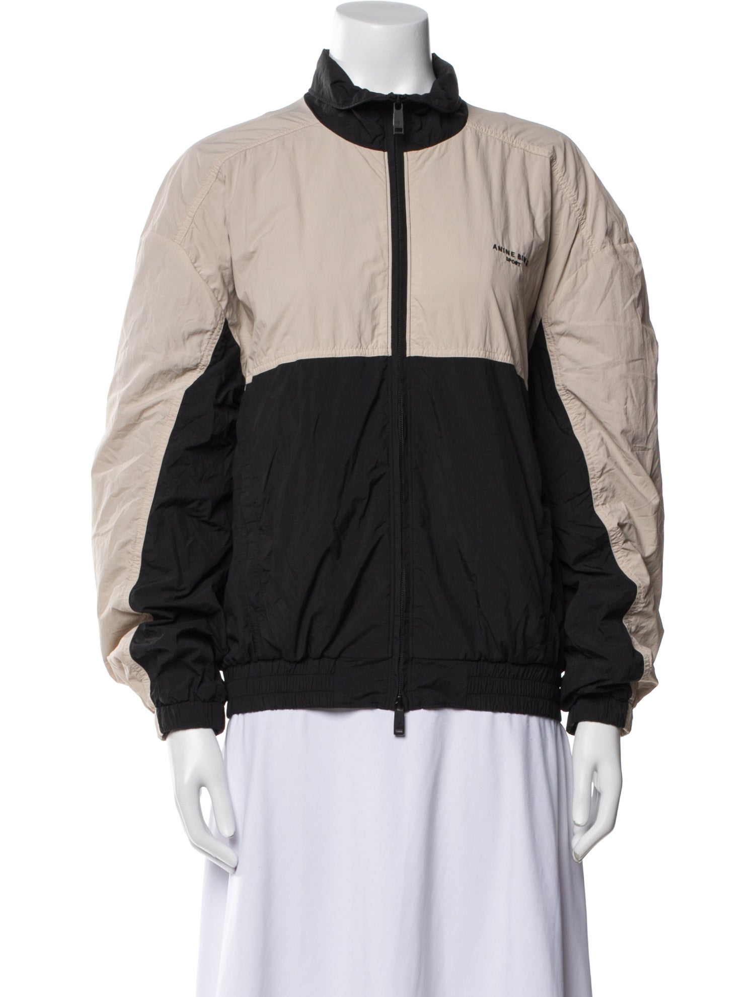 Anine Bing Nylon Colorblock Pattern Bomber Jacket