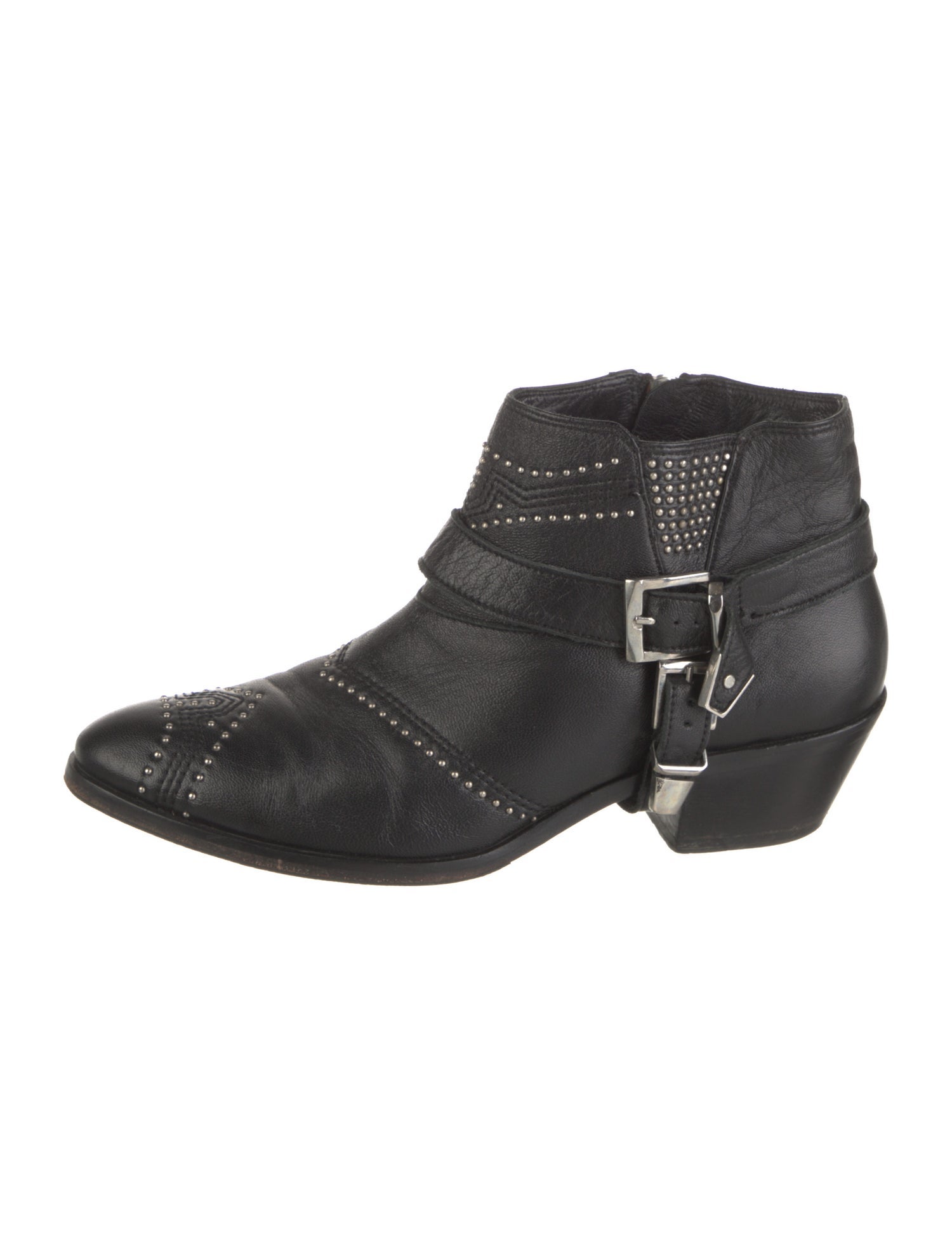Anine Bing Leather Studded Accents Western Boots
