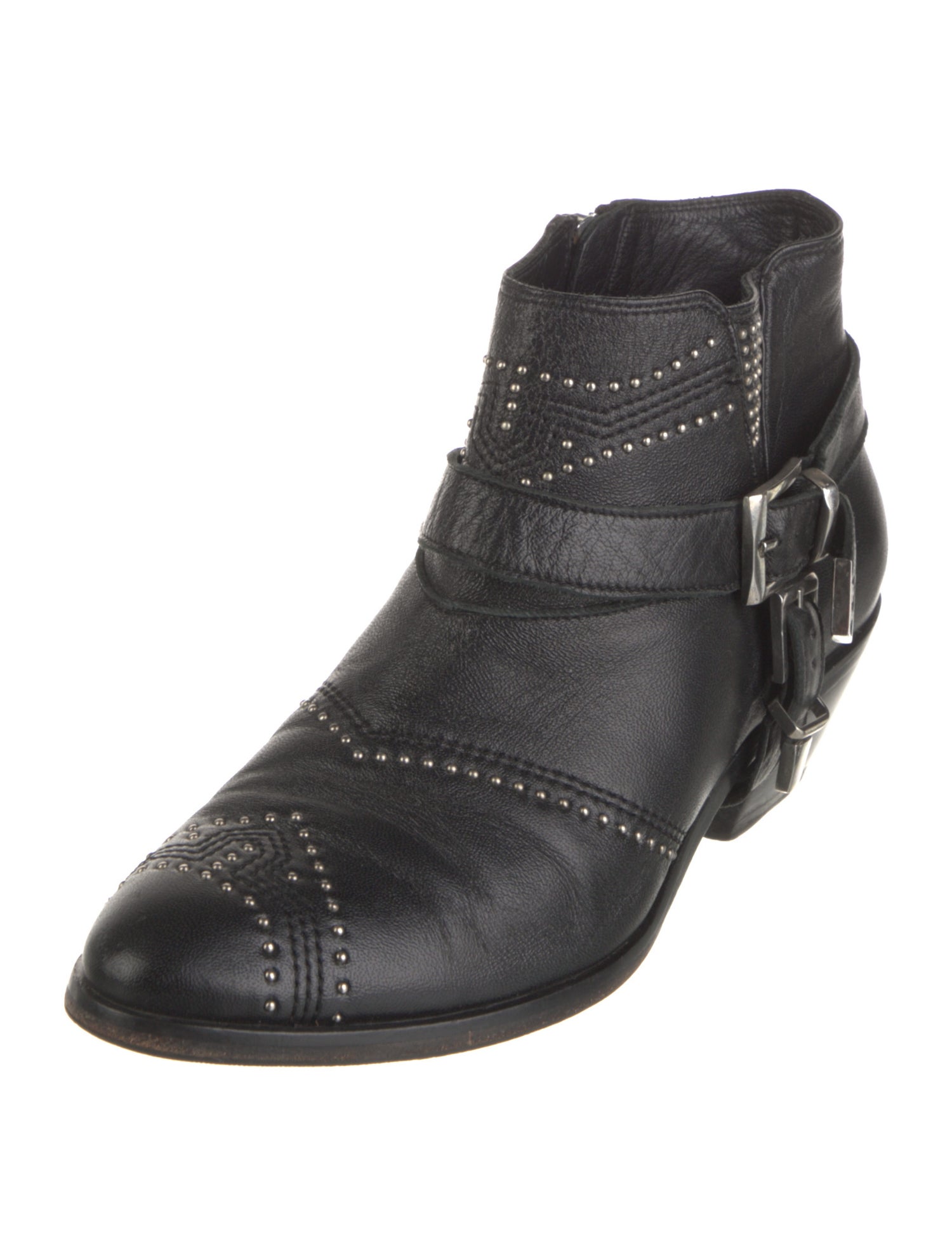 Anine Bing Leather Studded Accents Western Boots