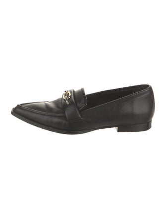 Anine Bing Leather Chain-Link Accents Loafers