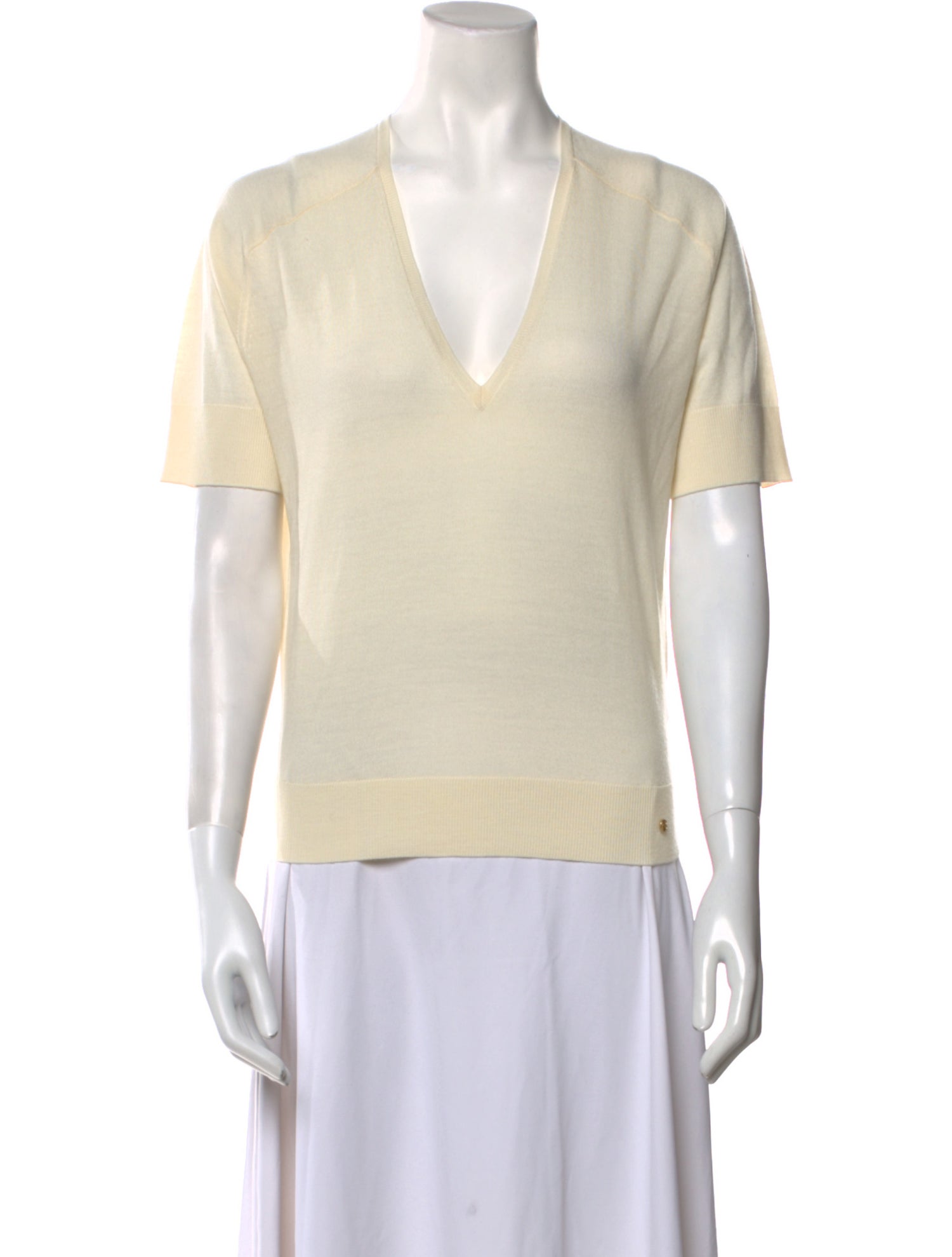 Anine Bing Merino Wool V-Neck T-Shirt