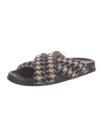 Anine Bing Wool Houndstooth Print Slides