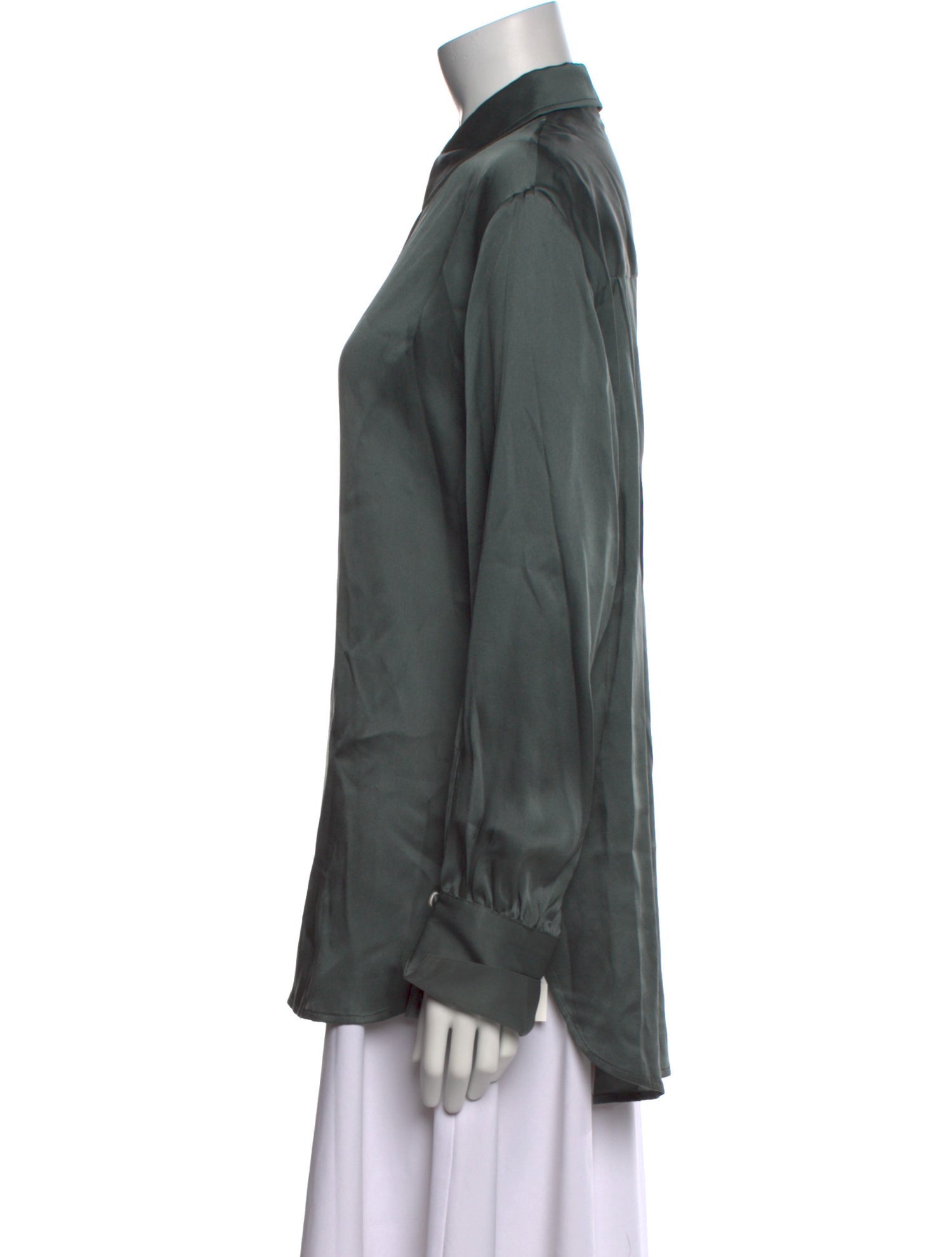 Anine Bing Silk Long Sleeve Button-Up Top