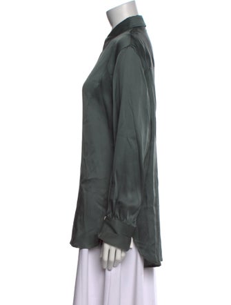 Anine Bing Silk Long Sleeve Button-Up Top