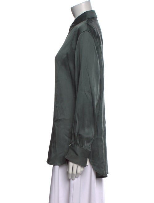 Anine Bing Silk Long Sleeve Button-Up Top
