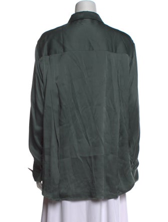 Anine Bing Silk Long Sleeve Button-Up Top