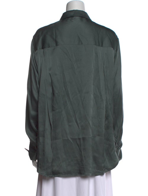 Anine Bing Silk Long Sleeve Button-Up Top