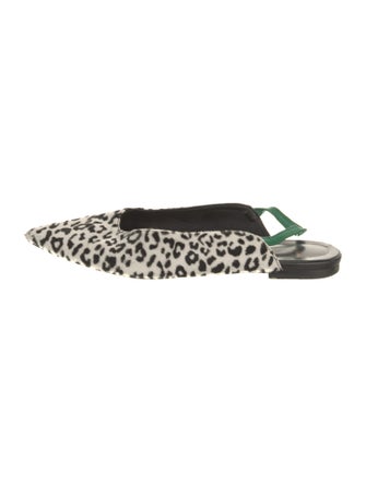 Anine Bing Leather Animal Print Slingback Flats