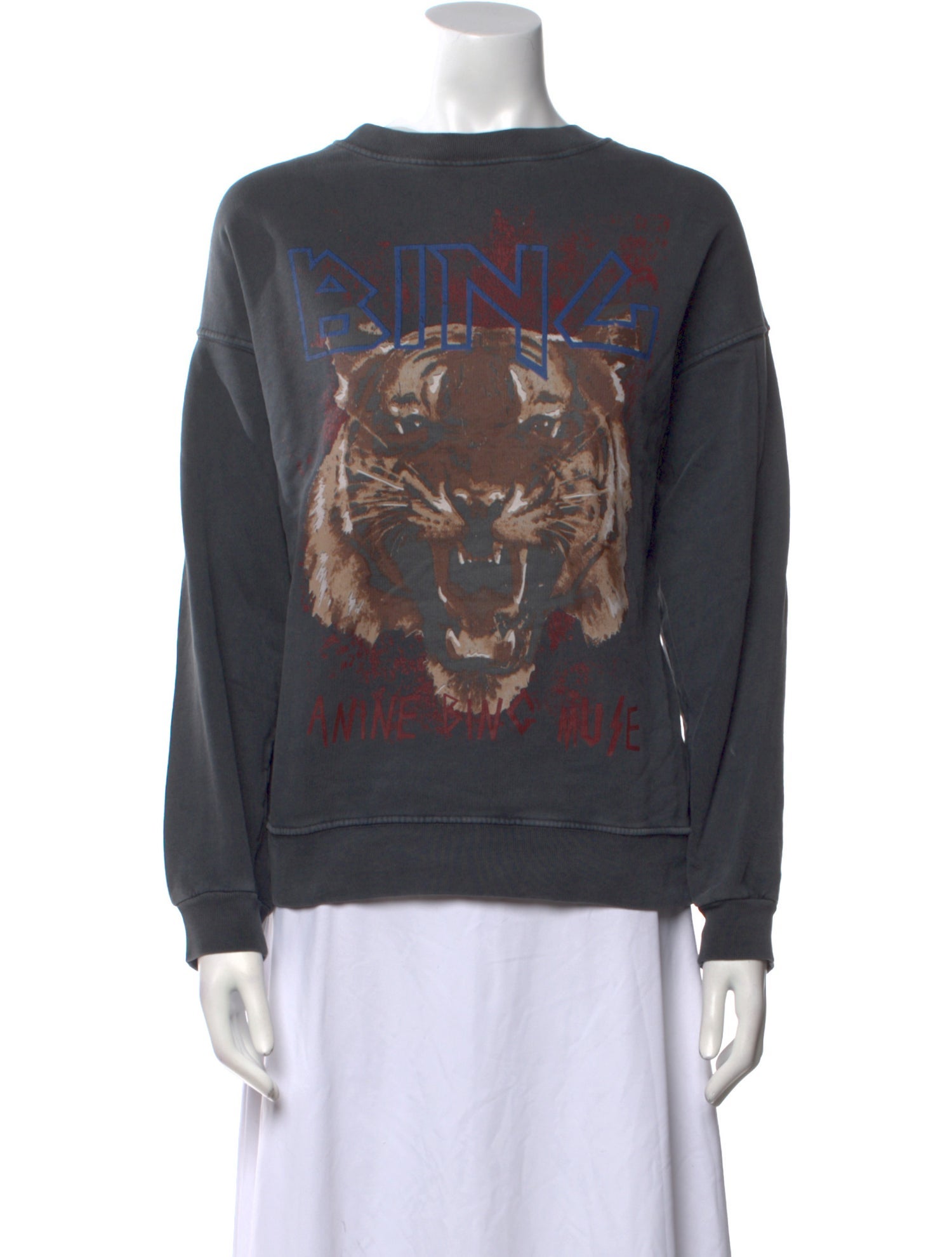 Anine Bing Graphic Print Bateau Neckline Sweatshirt