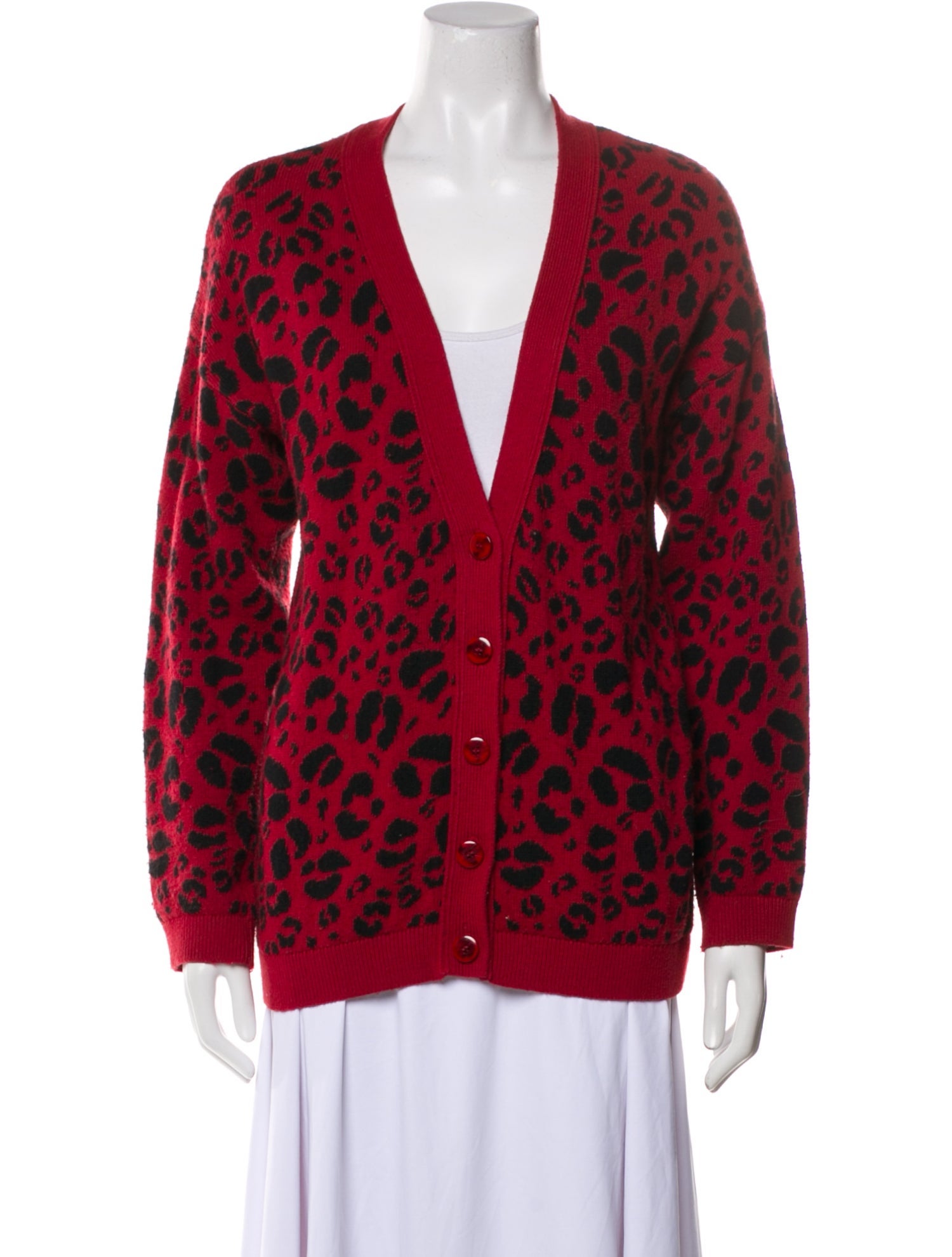 Anine Bing Animal Print Plunge Neckline Sweater