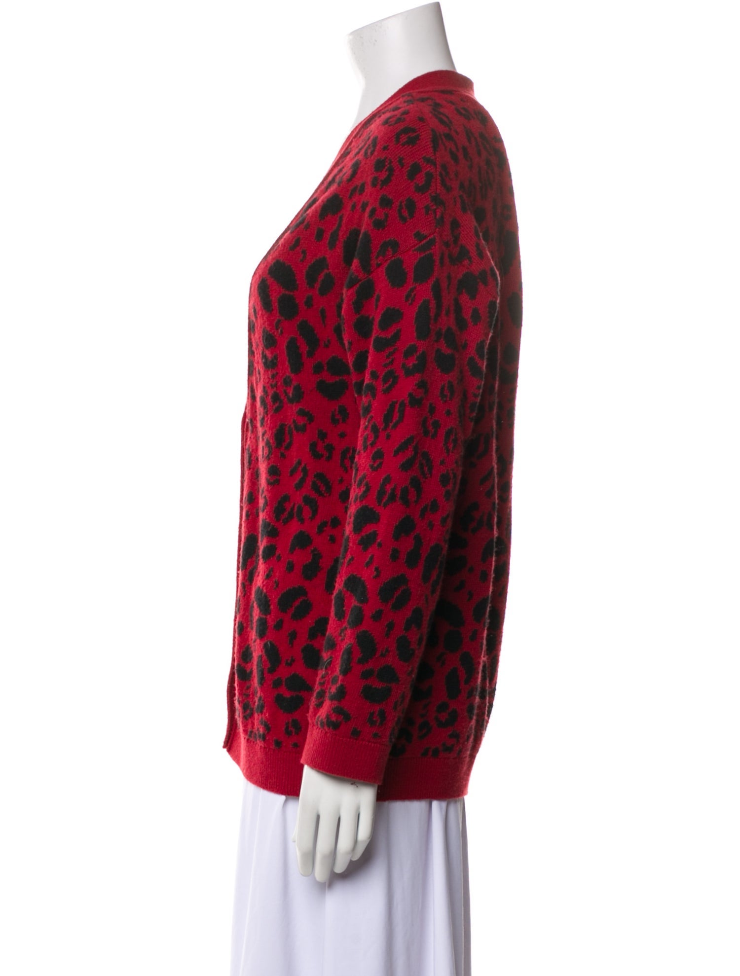 Anine Bing Animal Print Plunge Neckline Sweater