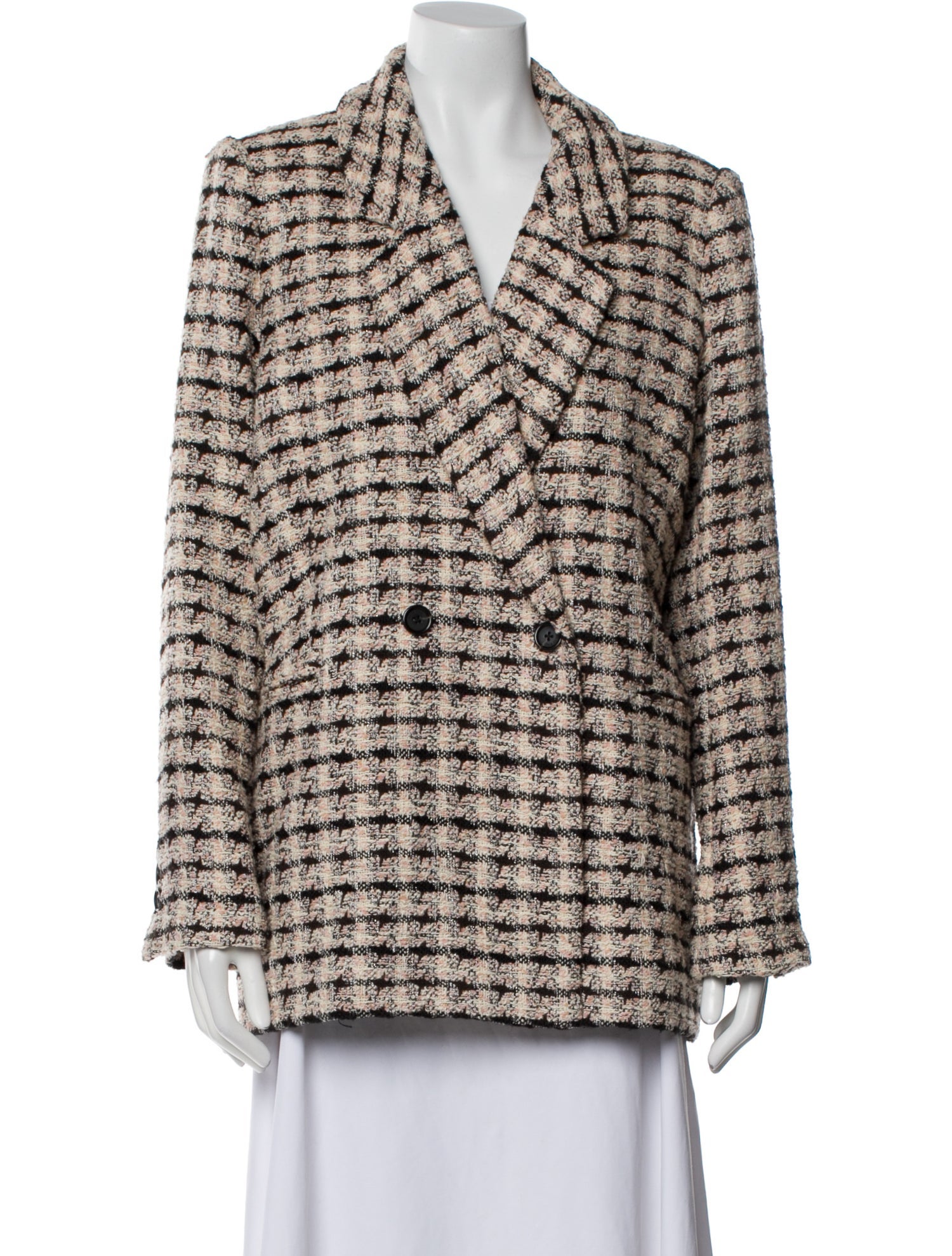 Anine Bing Tweed Plaid Print Blazer