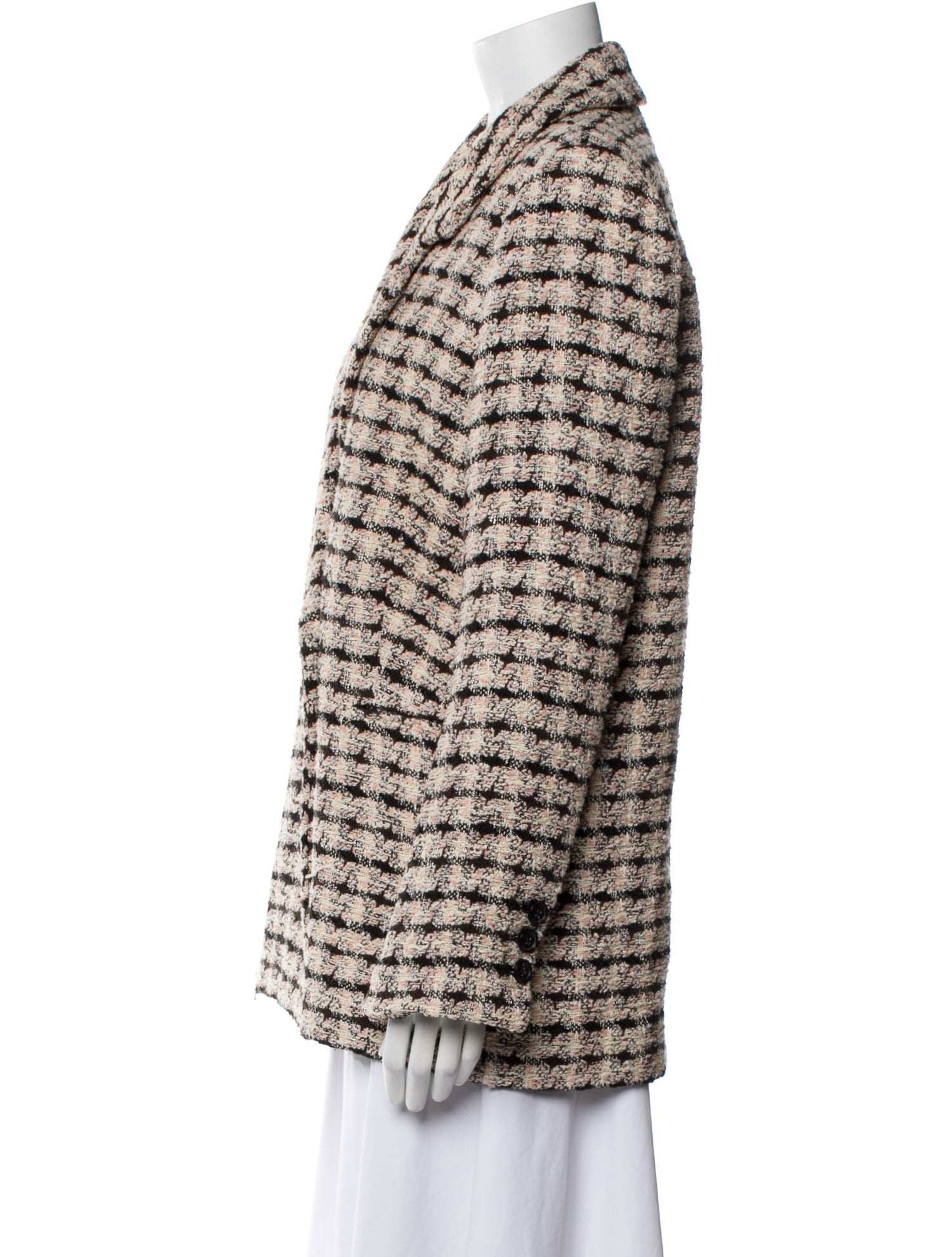 Anine Bing Tweed Plaid Print Blazer