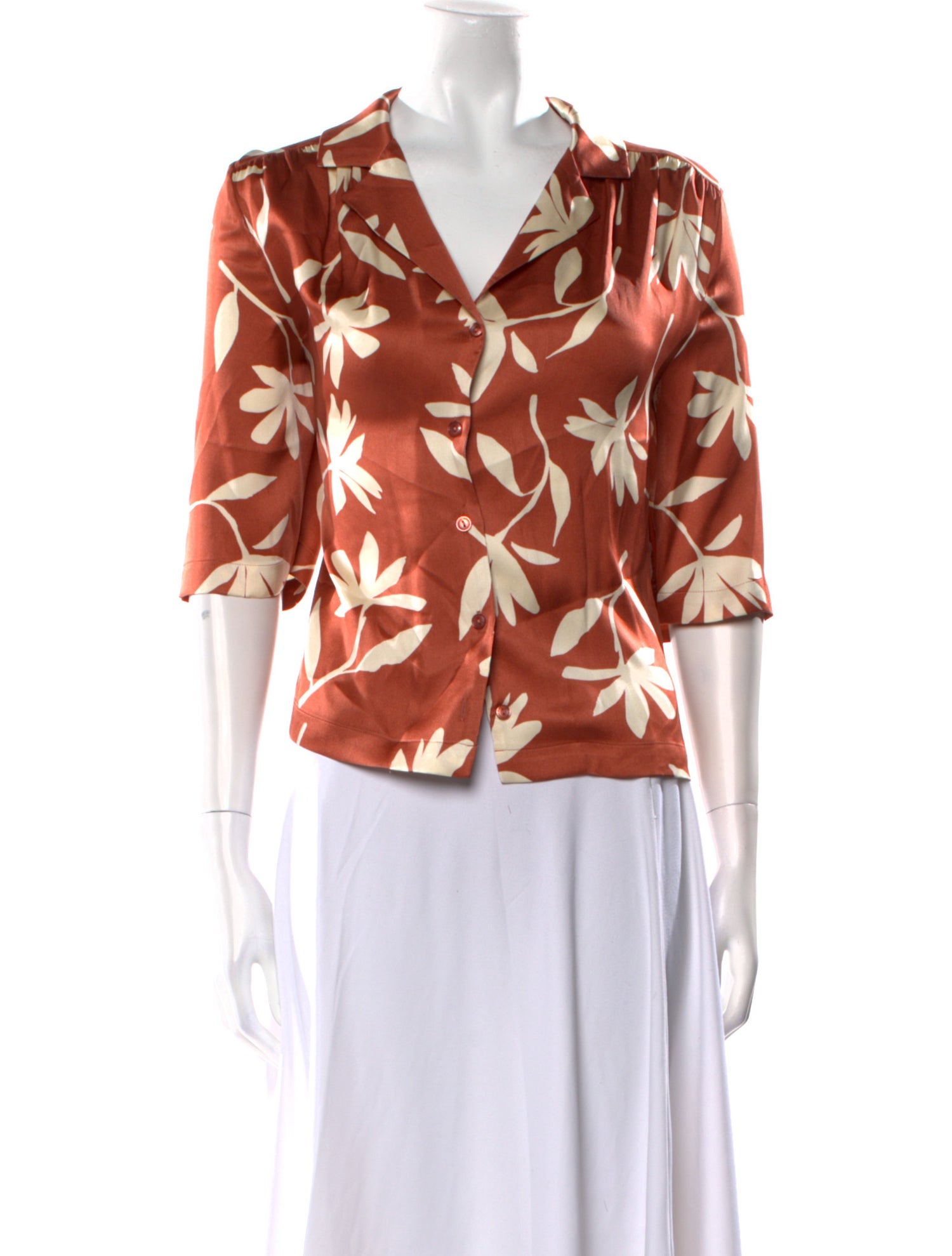 Anine Bing Silk Floral Print Blouse