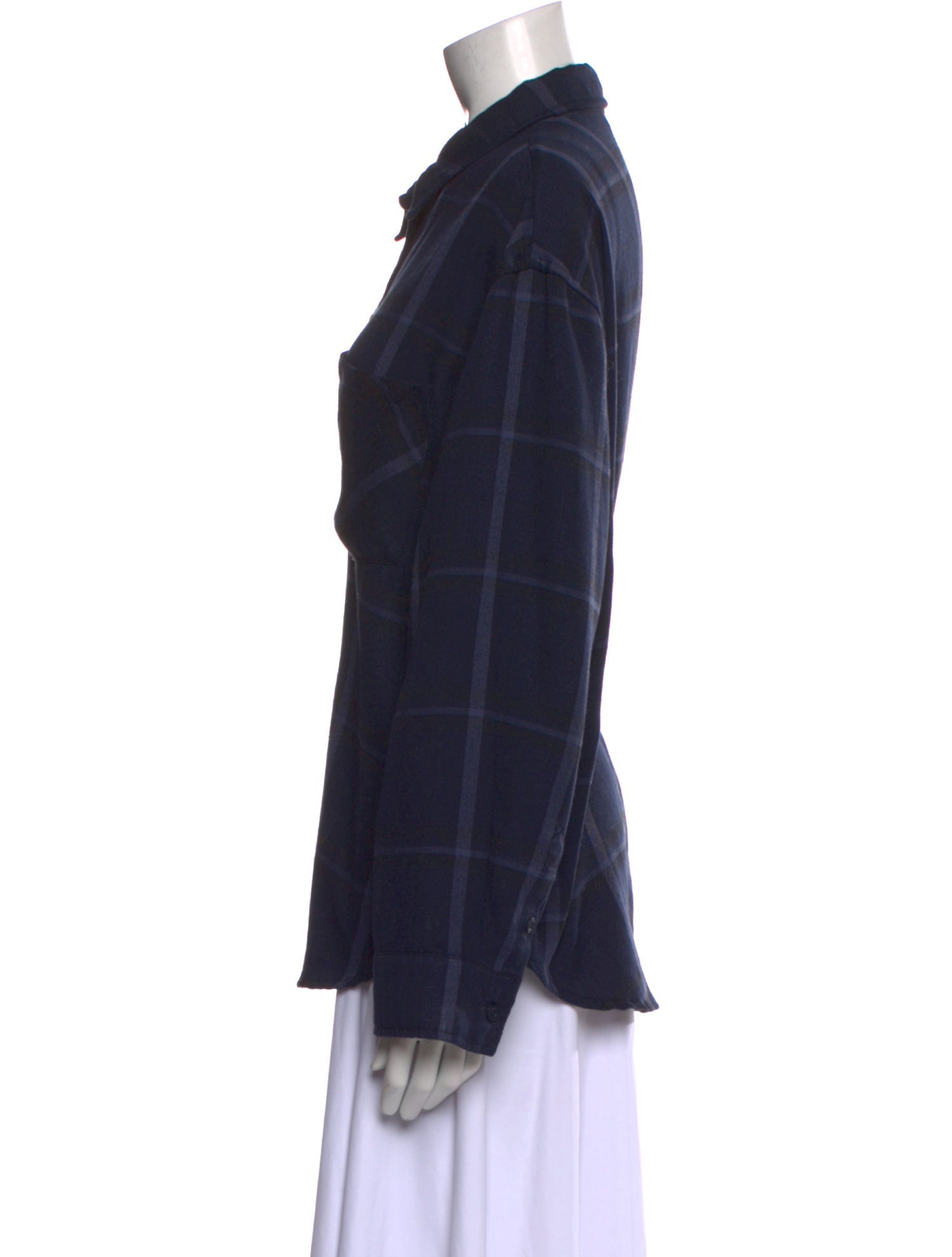 Anine Bing Plaid Print Long Sleeve Button-Up Top