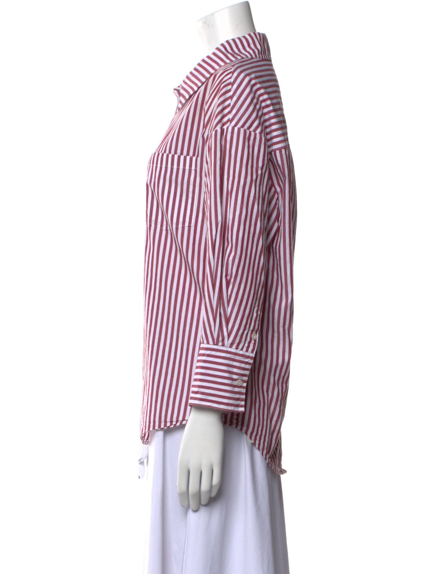 Anine Bing Striped Three-Quarter Sleeve Button-Up Top