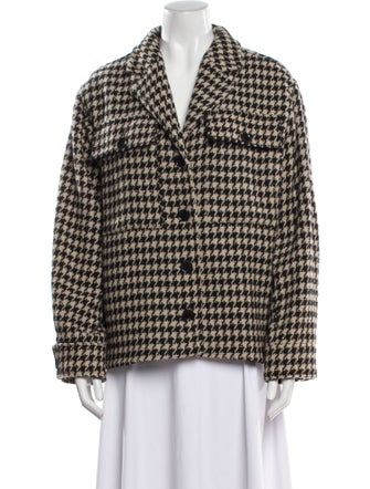 Anine Bing Wool Houndstooth Print Blazer