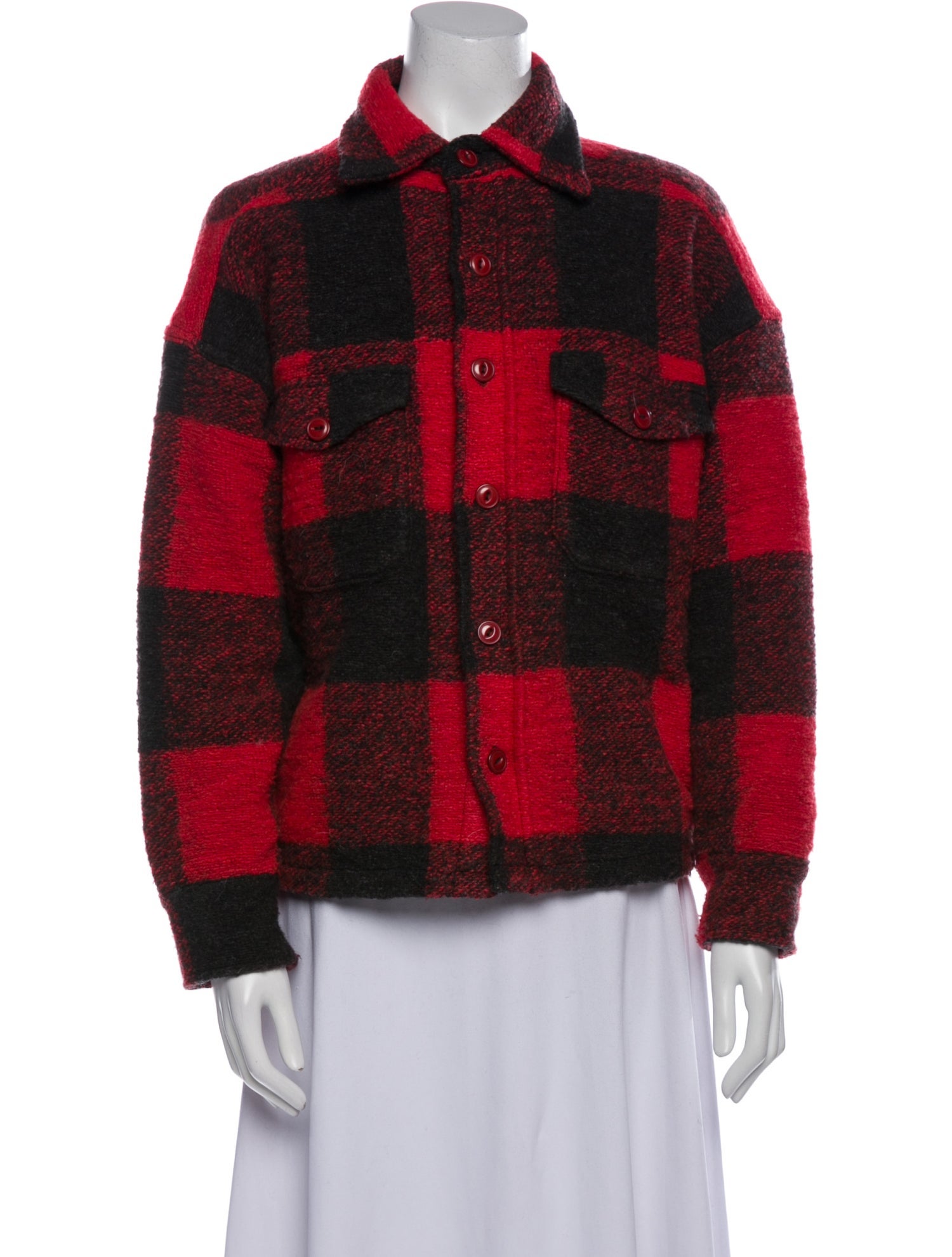 Anine Bing Wool Plaid Print Utility Jacket