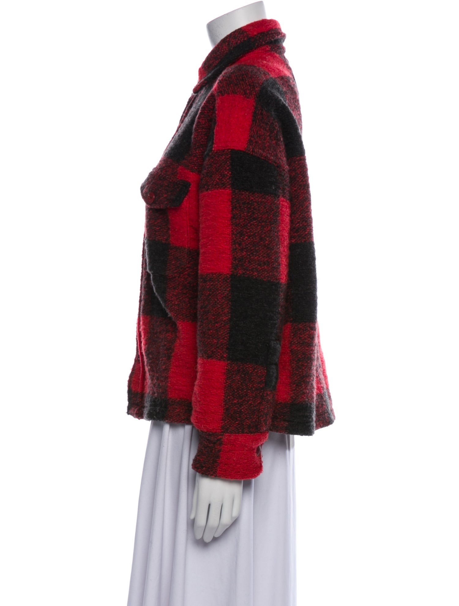 Anine Bing Wool Plaid Print Utility Jacket