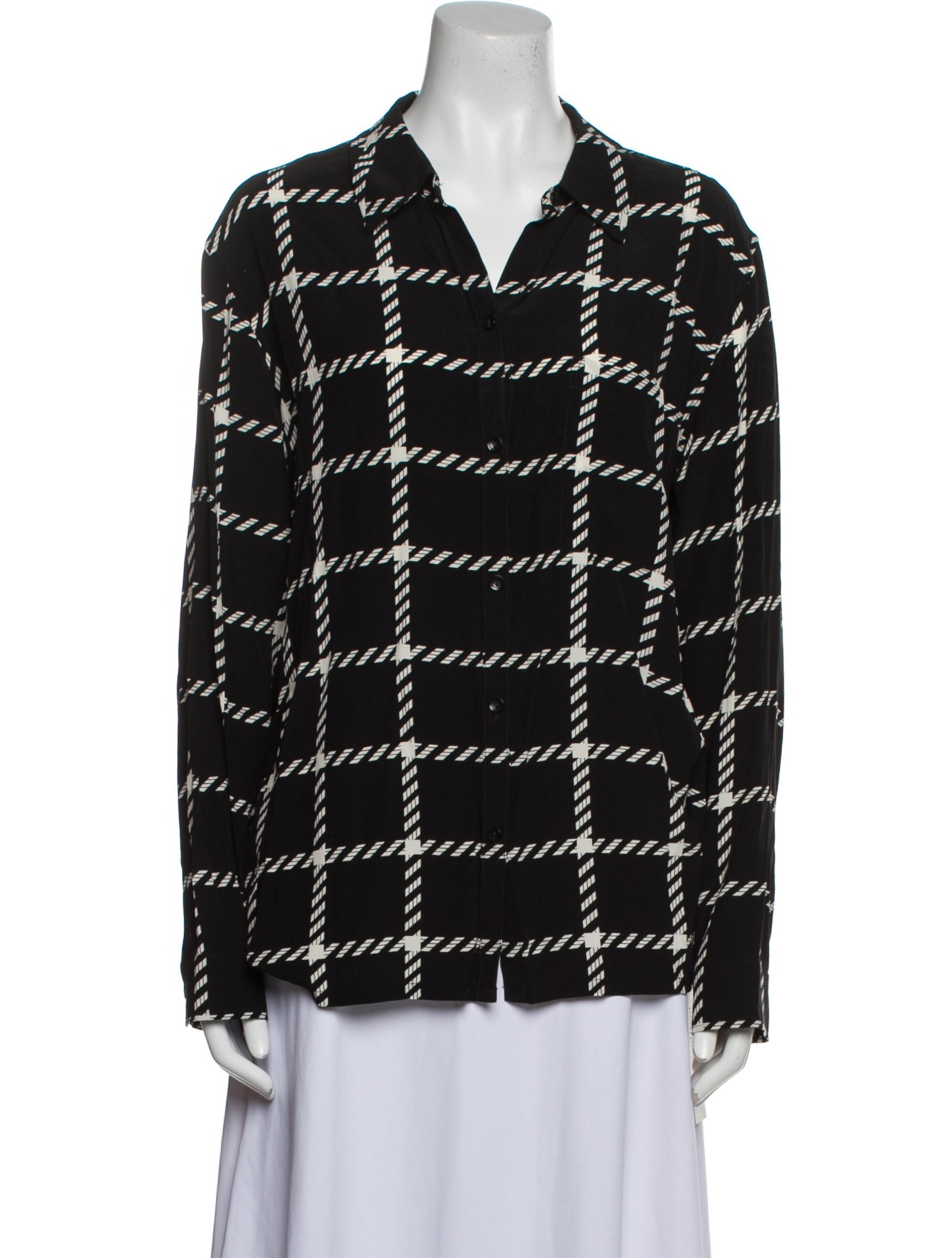 Anine Bing Printed Long Sleeve Button-Up Top