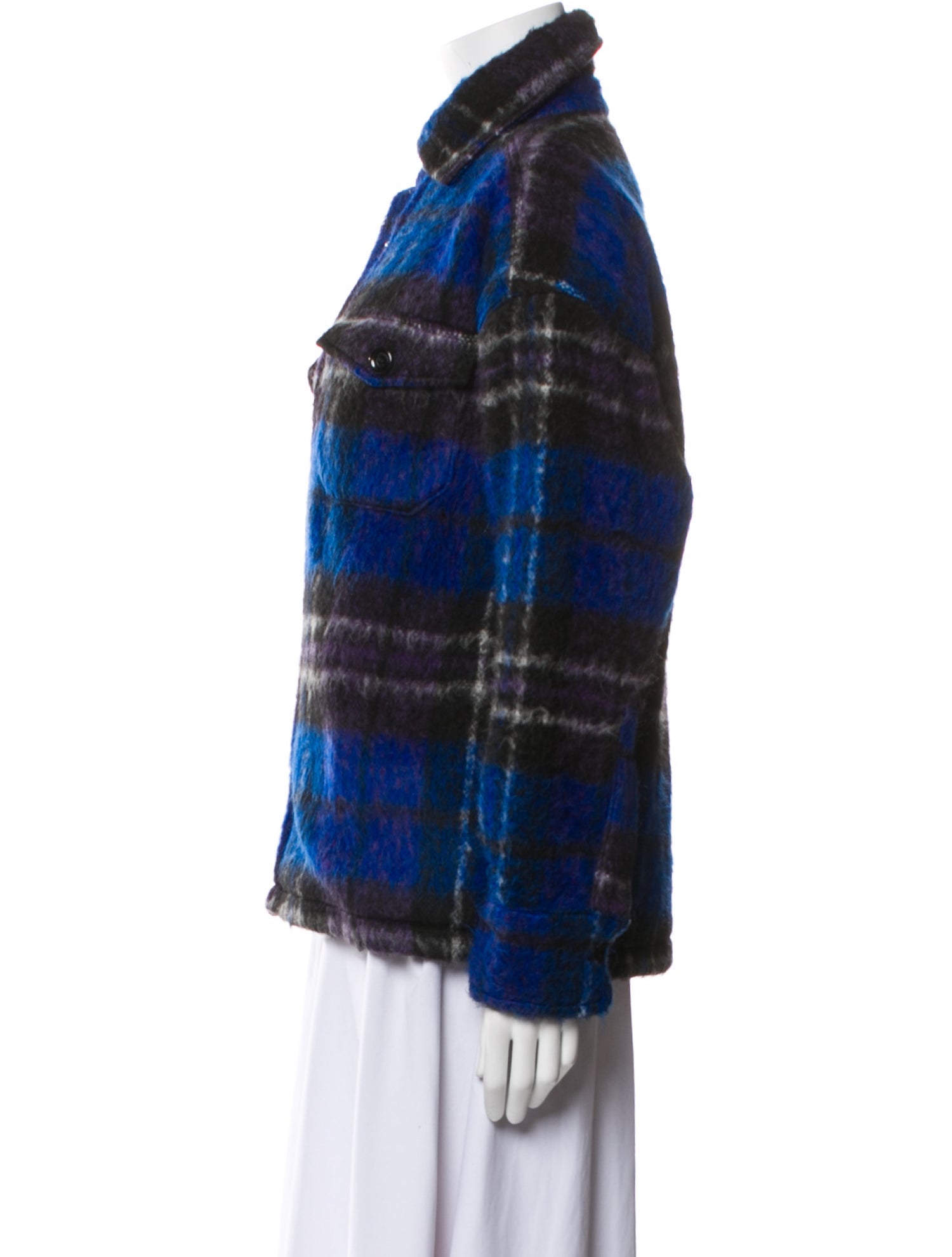 Anine Bing Wool Plaid Print Jacket