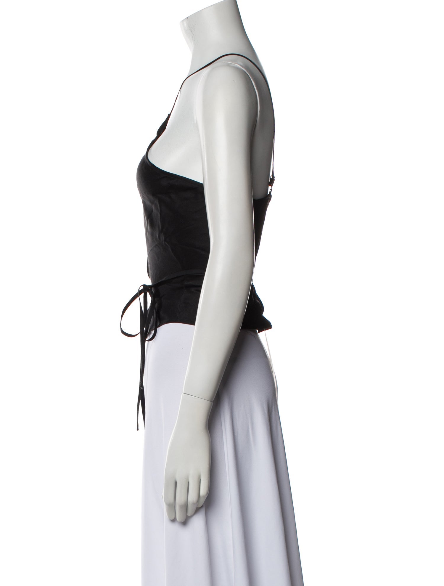 Anine Bing Silk One-Shoulder Crop Top